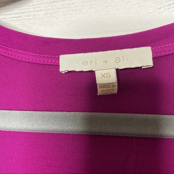 Anthropologie eri + ali Blouse Womens Short Sleeve Purple Extra Small - Picture 5 of 6